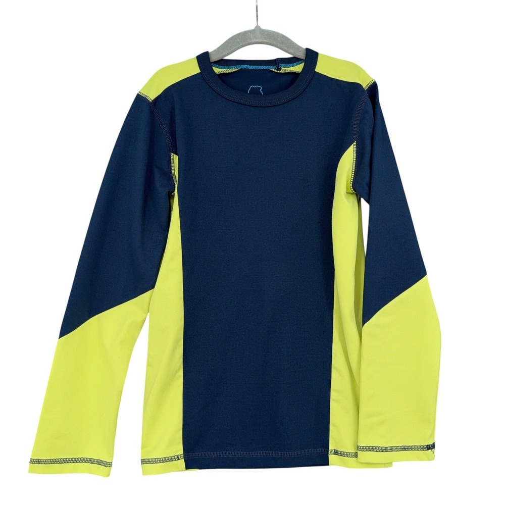 Mini Boden Rash Guard Kids 7-8Y Polyester Elastane Navy Neon Yellow